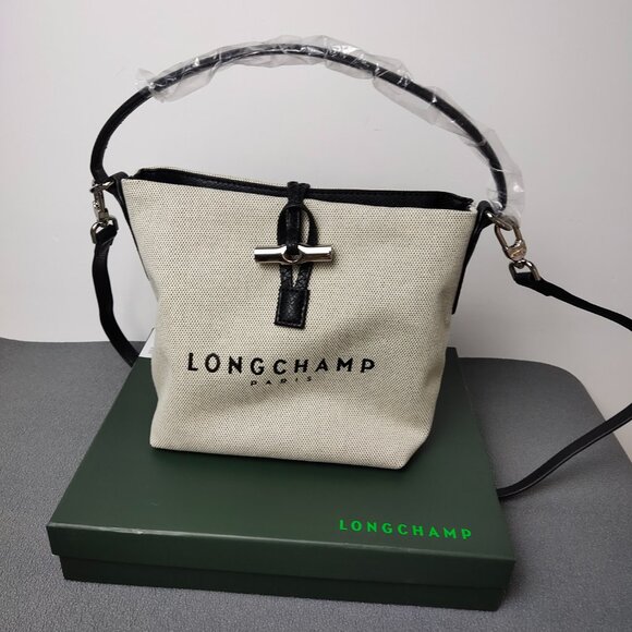NWT Longchamp Essential Toile Bucket Bag - Picture 1 of 8